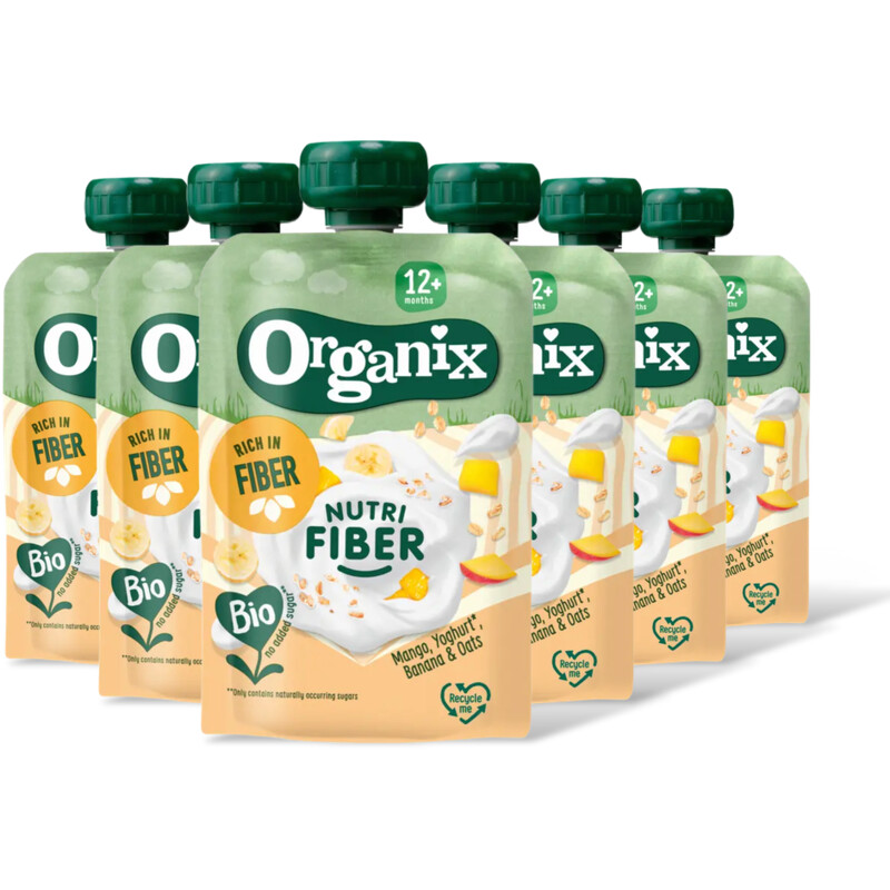 Organix Nutri fiber mango/yoghurt/banan 12m+ 6pk