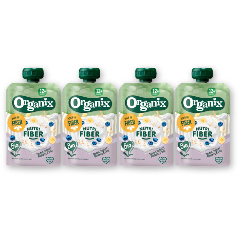 Organix Nutri fiber banana/yoghurt/oats 12m+ 4pk