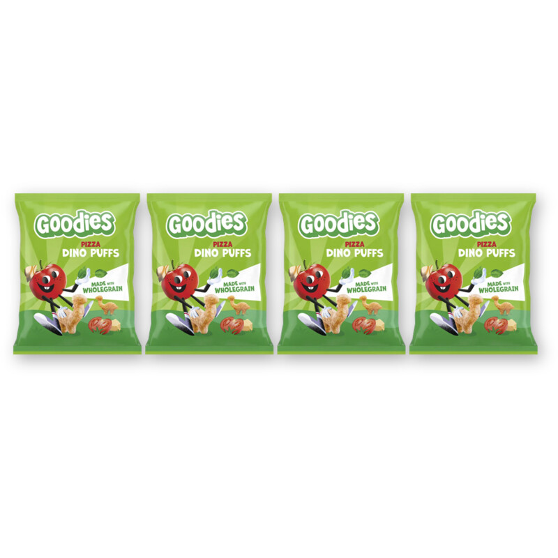 Goodies Snack dino puffs pizza 3+ jaar 4-pack