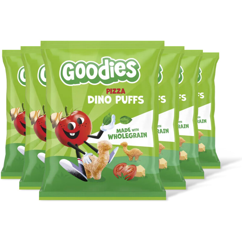 Goodies Snack dino puffs pizza 3+ jaar 6-pack