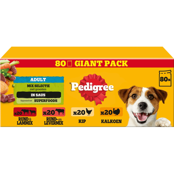 Pedigree Adult Maaltijdzakjes - Mix Selectie in saus - Hondenvoer - 80 x 100 g