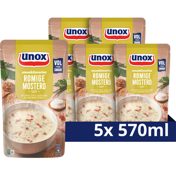 Unox Smaakfavoriet Soep In Zak Romige Mosterd - 5 x 570 ml
