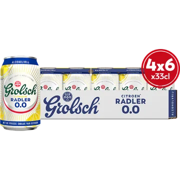 Grolsch - Citroen Radler - 0.0% Alcoholvrij - Blik - 4 x  6 x 330ML