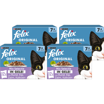 FELIX® Original Senior Mix Selectie in Gelei Kattenvoer 4 x 12 x 85 g