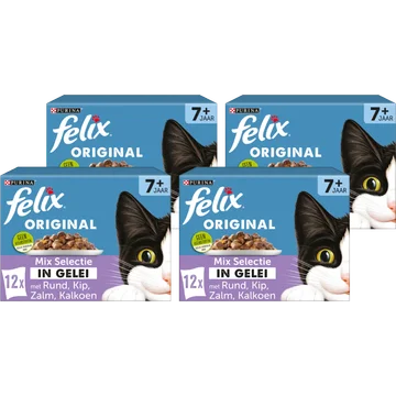 FELIX® Original Senior Mix Selectie in Gelei Kattenvoer 4 x 12 x 85 g