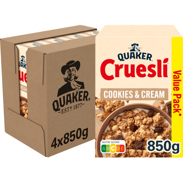 Quaker Cruesli Cookies & Cream Voordeelverpakking 4 x 850 gr