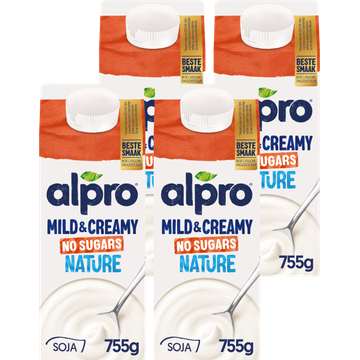 Alpro Mild & Creamy Zonder Suikers Variatie Op Yoghurt 4 x 755g