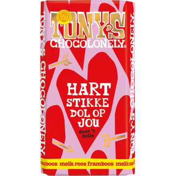 Tony's Chocolonely Melk Roos Framboos 180 g