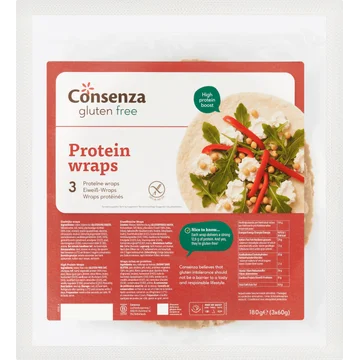 Consenza Glutenvrije proteine wraps 3st 180g