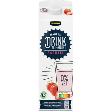 Jumbo Drinkyoghurt Aardbei 0% Vet 1 L