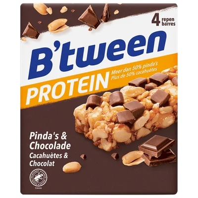 B'tween Protein Pinda's & Chocolade 4 x 24g