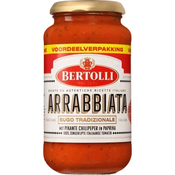 Bertolli Arrabbiata met Pikante Chilipeper en Paprika Voordeelverpakking 500 g