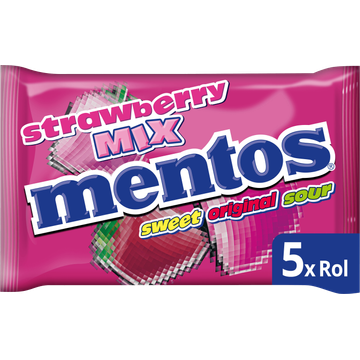 Mentos Aardbei Mix Vegan 5-pack