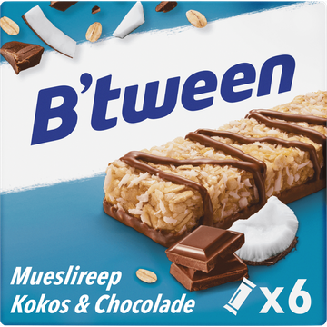 B'tween Mueslireep Kokos & Chocolade 6 x 25g