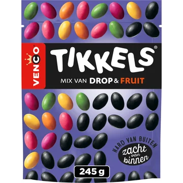 Venco Tikkels Mix van Drop & Fruit 245 g