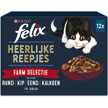 FELIX® Heerlijke Reepjes Farm Selectie Kattenvoer 12x80g