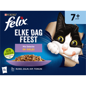 FELIX® Elke Dag Feest Senior Mix Selectie in Gelei Kattenvoer 12x85g