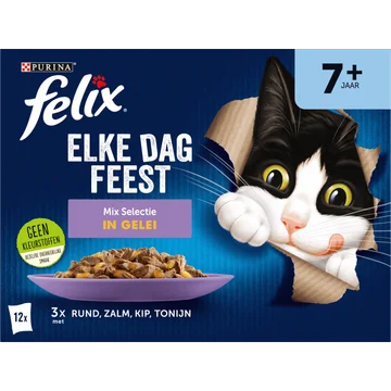 FELIX® Elke Dag Feest Senior Mix Selectie in Gelei Kattenvoer 12x85g