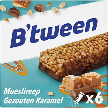 B'tween Mueslireep Gezouten Karamel 6 x 23g