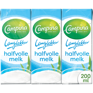 Campina Langlekker Halfvolle Melk Multipack Mini's 6 x 200 ml