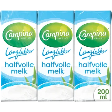 Campina Langlekker Halfvolle Melk Multipack Mini's 6 x 200 ml