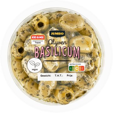 Jumbo Groene Olijven Basilicum 140g