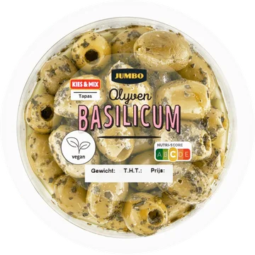 Jumbo Groene Olijven Basilicum 140g