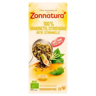 Zonnatura Bio 100% Brandnetel Citroengras 20 Zakjes 32 g
