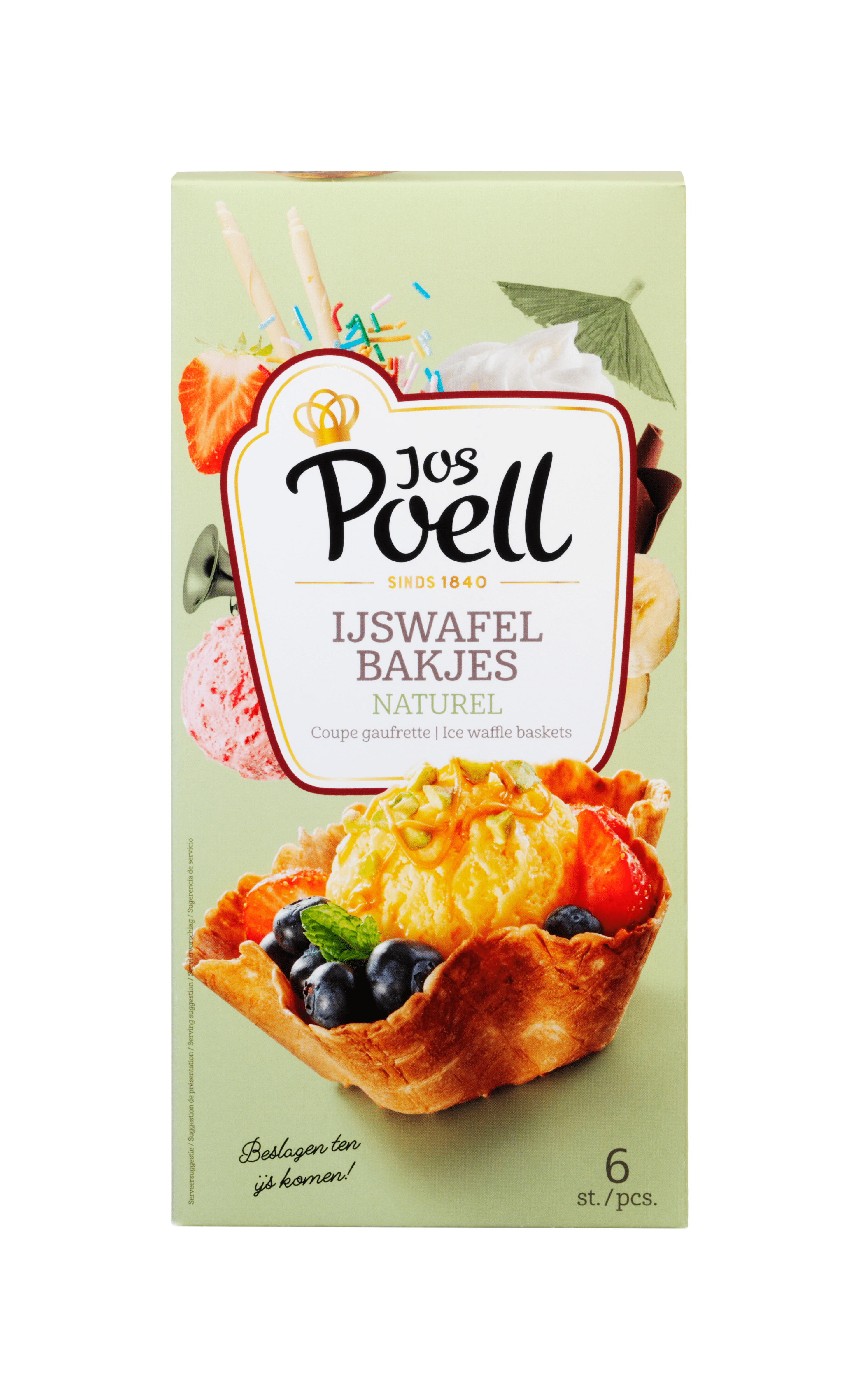 Jos Poell IJswafel Bakjes Naturel 6 Stuks 78 g