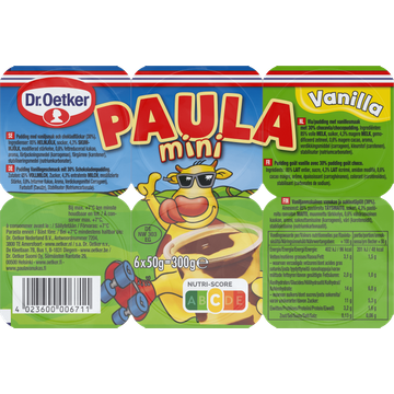 Dr. Oetker Paula Vla met Vanillesmaak en Chocoladesmaak Vlekken Mini 6 x 50 g