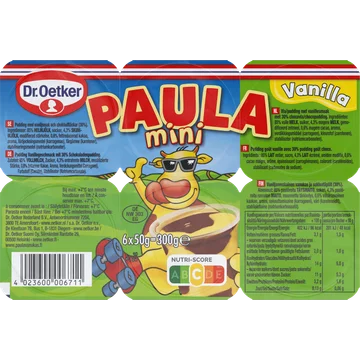Dr. Oetker Paula Vla met Vanillesmaak en Chocoladesmaak Vlekken Mini 6 x 50 g