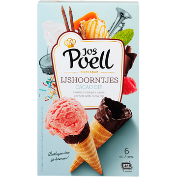 Jos Poell IJshoorntjes Cacao Dip 6 Stuks 126 g