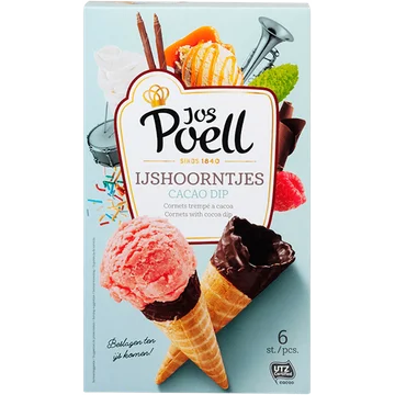 Jos Poell IJshoorntjes Cacao Dip 6 Stuks 126 g