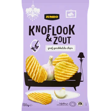 Jumbo Chips Knoflook & Zout Ribbel 150 g