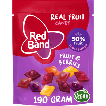 Red Band Real Fruit Candy Fruit & Berries Snoep 190g