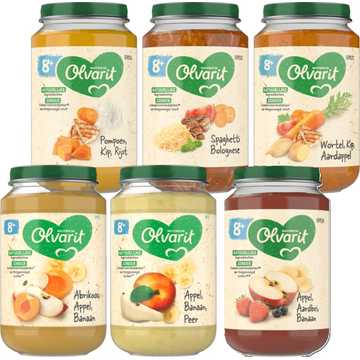 Olvarit 8+ Maanden Maaltijdpotjes en Fruitpotjes 6 x 200g