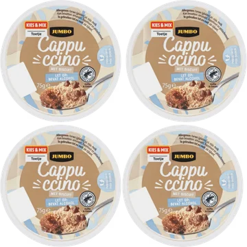 Jumbo Cappuccino Mousse met Biscuit 4 x 75 g - Bevat Alcohol