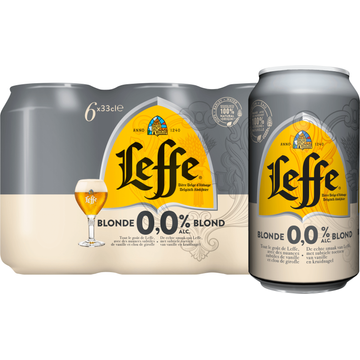Leffe Blond 0,0% Alc. Belgisch Abdijbier Blikken 6 x 33 cl