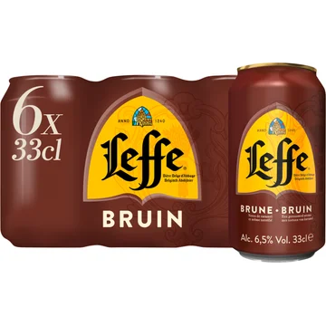 Leffe Belgisch Abdijbier Bruin Blikken 6 x 33 cl