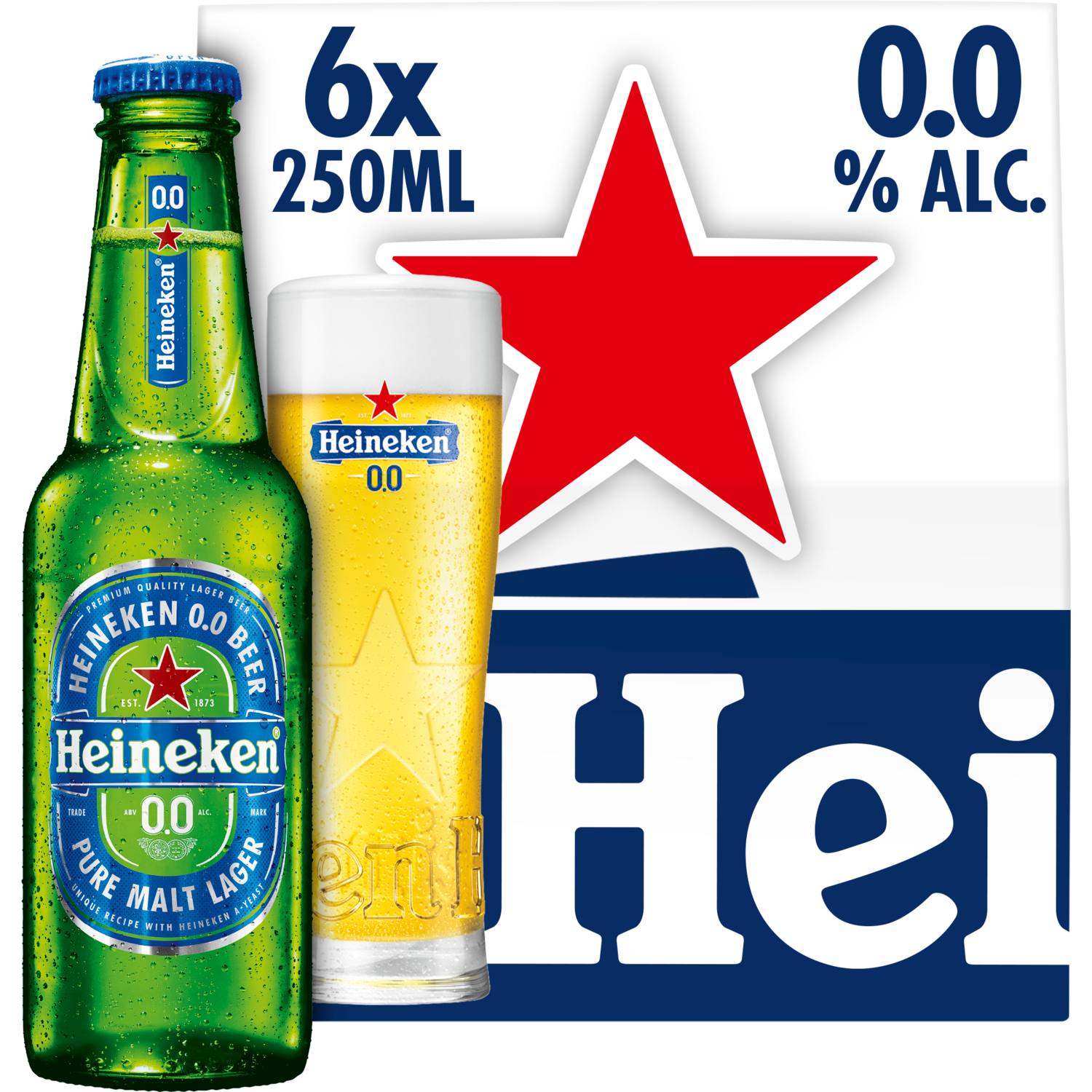 Heineken Premium Pilsener 0.0 Bier Draaidop Fles 6 x 250ml