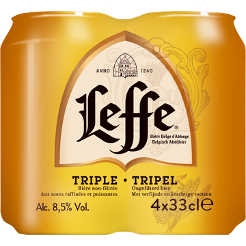 Leffe Tripel Belgisch Abdijbier Blikken 4 x 33 cl