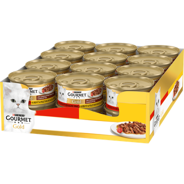 Gourmet Gold Cassolettes Kattenvoer nat met Rund en Kip 24 x 85g