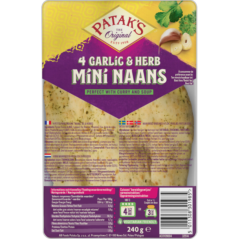 Patak's Mini naan garlic & coriander