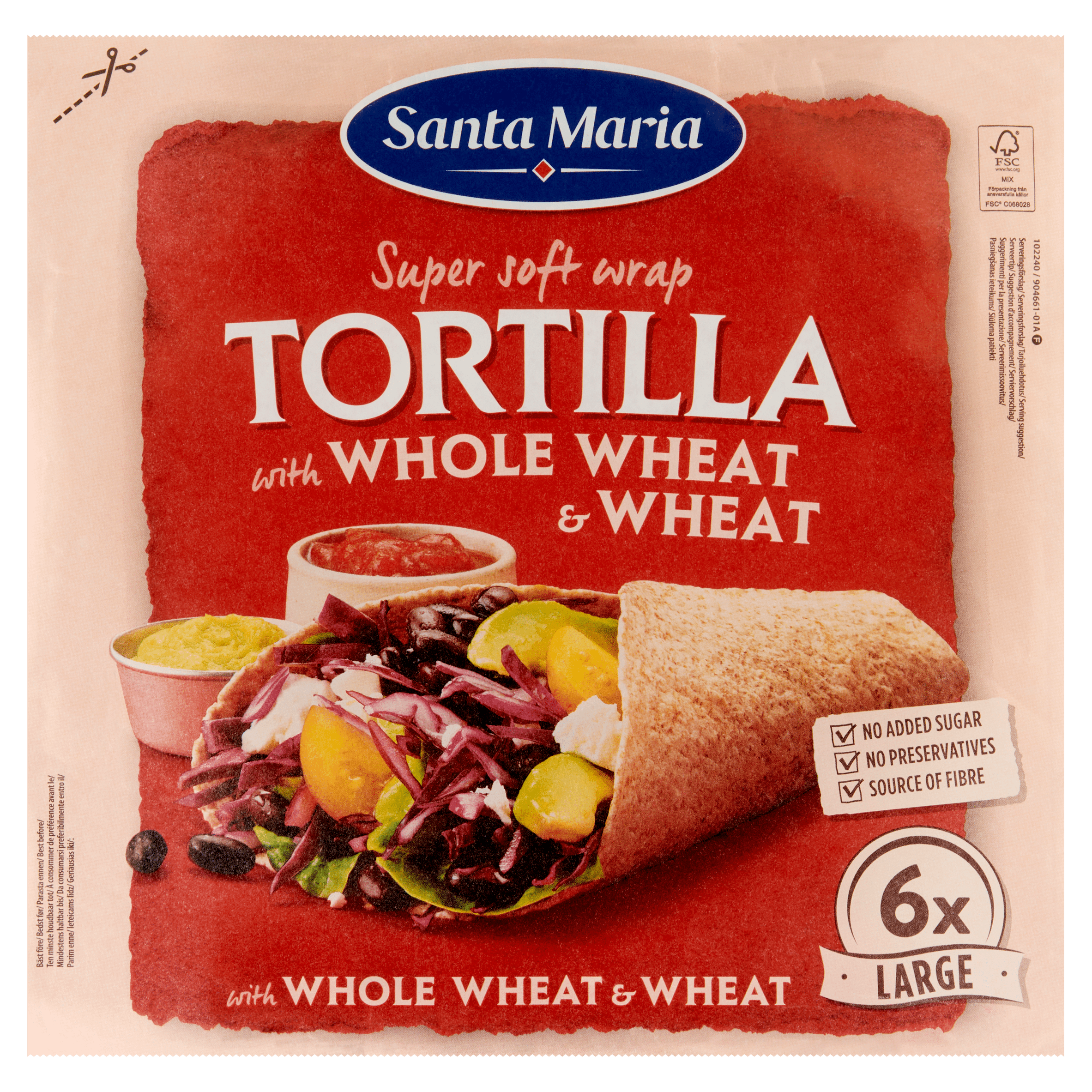 Santa Maria Tortilla wraps met volkorentarwe 6x larg