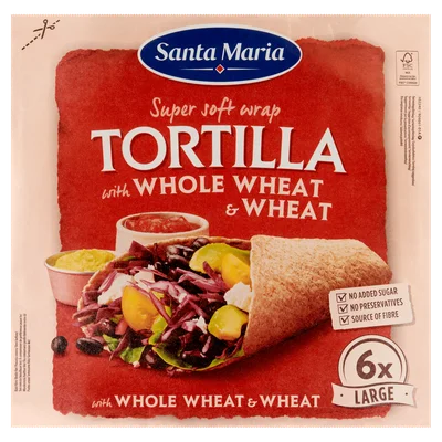 Santa Maria Tortilla wraps met volkorentarwe 6x larg