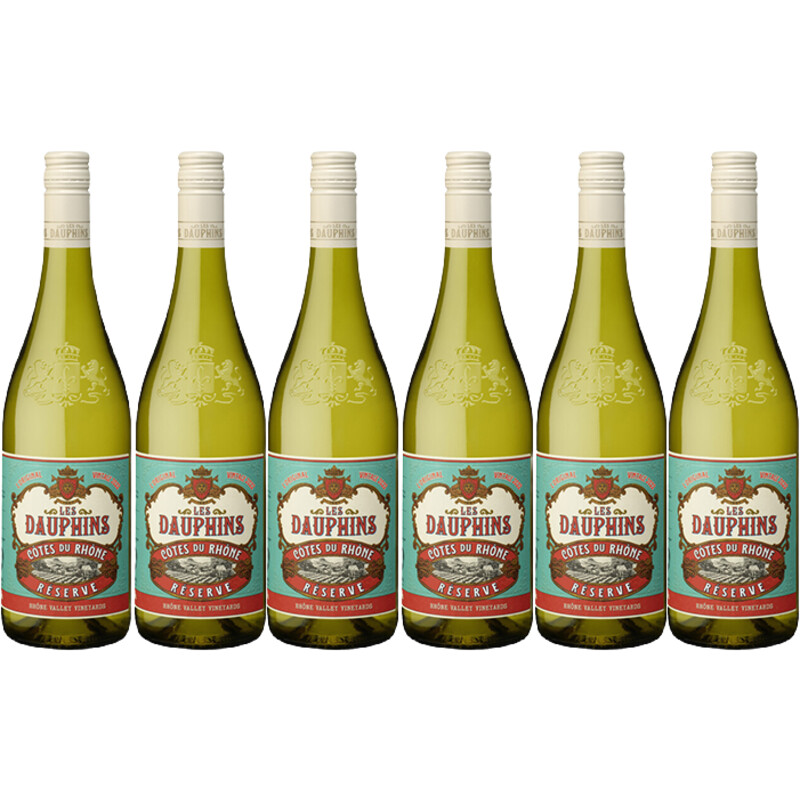 Les Dauphins Reserve côtes du rhône blanc 6 flessen