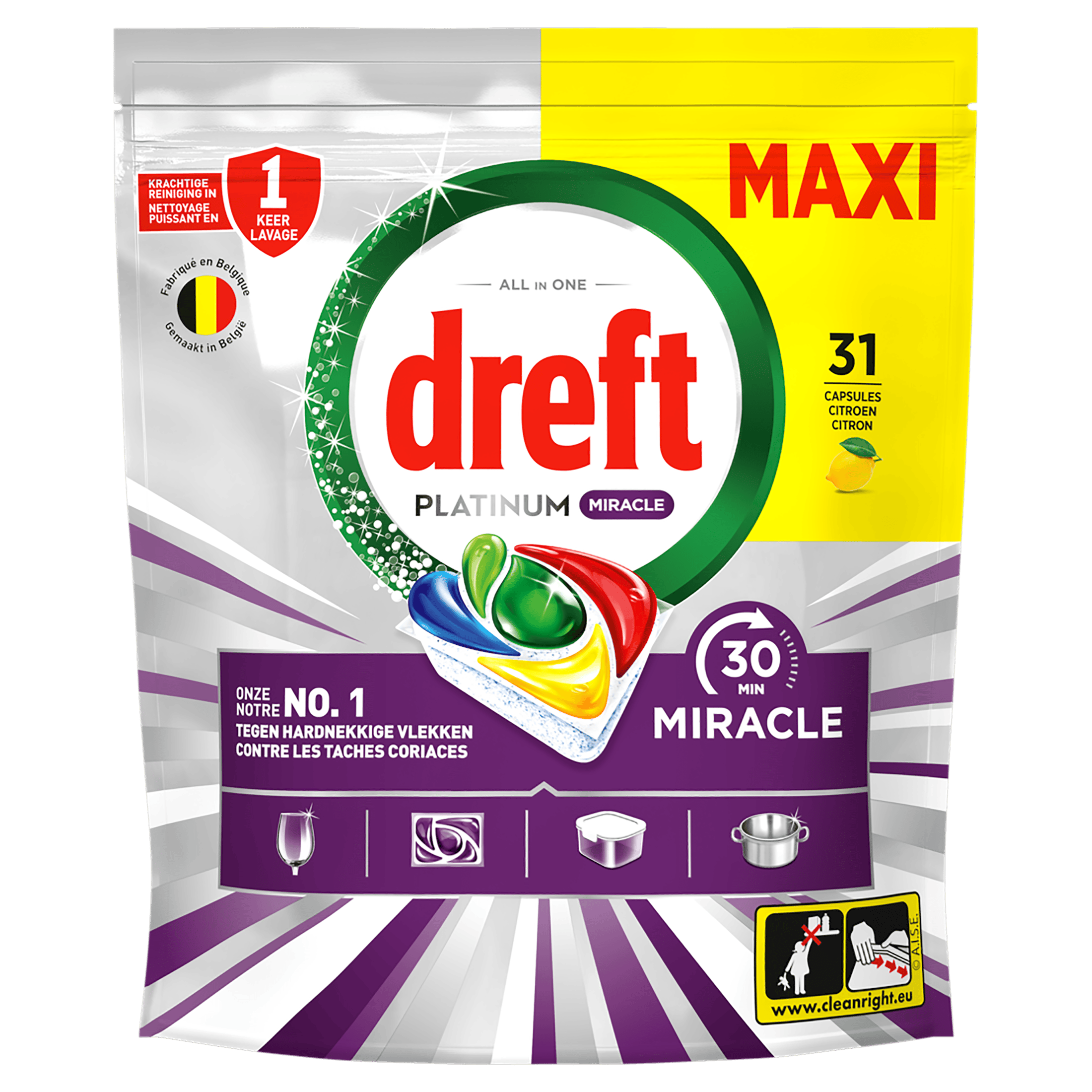 Dreft Platinum miracle vaatwascapsules citroen