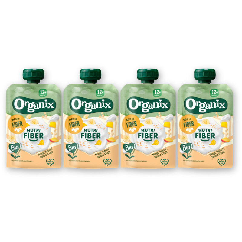 Organix Nutri fiber mango/yoghurt/banan 12m+ 4pk