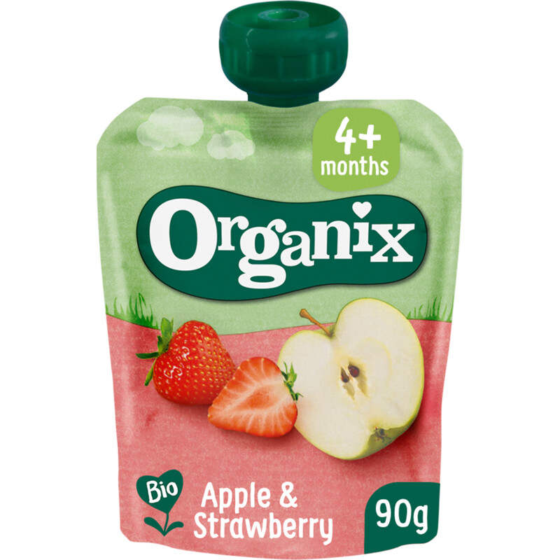 Organix Knijpfruit apple & strawberry 4m+