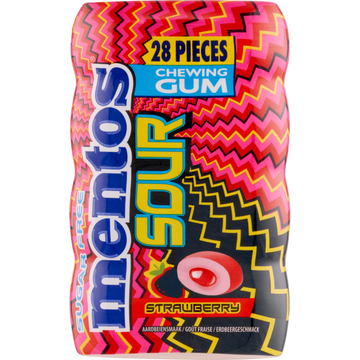 MENTOS GUM Sour Strawberry 28 Stuks